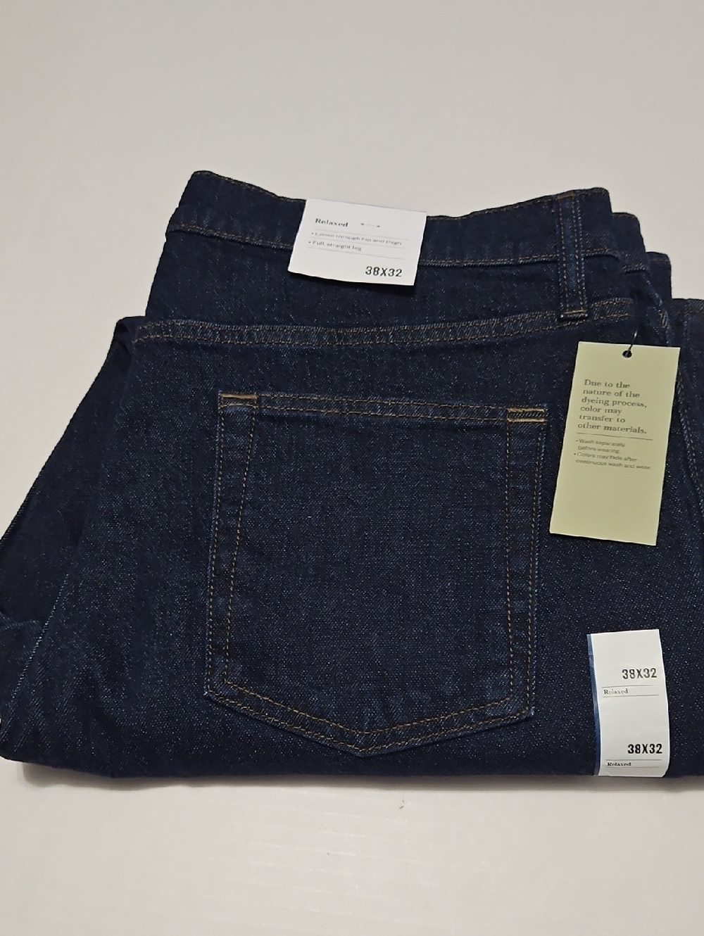 Men's Dark Blue Relaxed Fit Denim Jeans Size 38x32 Or 38x30